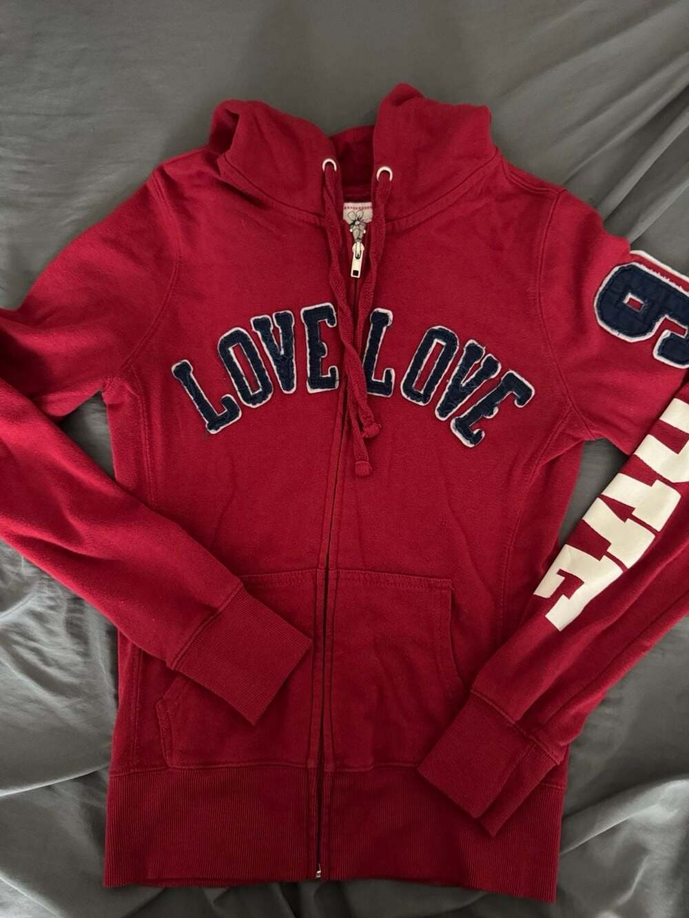 Reflex Women's Red Zip-Up Hoodie with LOVE 96 Graphic